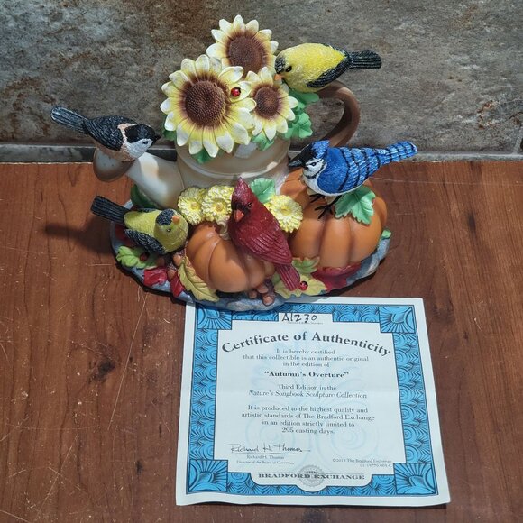 Bradford Exchange Touch Activated Songbirds Sculpture Autumns Overture A 1230 - Picture 13 of 13